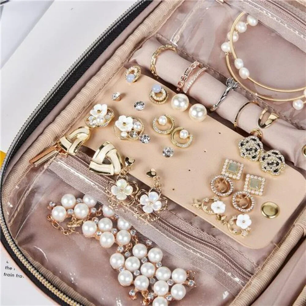 Travel jewelry organizer case storage bag for rings earrings necklaces bracelets